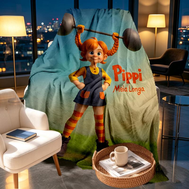 Pippi Longstocking Print Blanket - Soft & Comfortable, for Bedroom, Travel, Sofa, Home Decoration - Birthday Christmas Gift for Friend