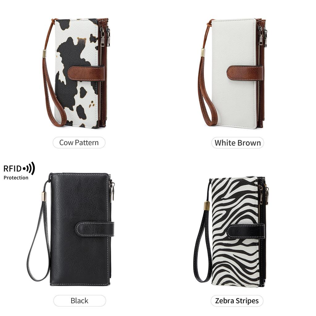 Portafoglio Multifunzionale in Pelle RFID per Donna con Grande Capacità e Stile Vintage