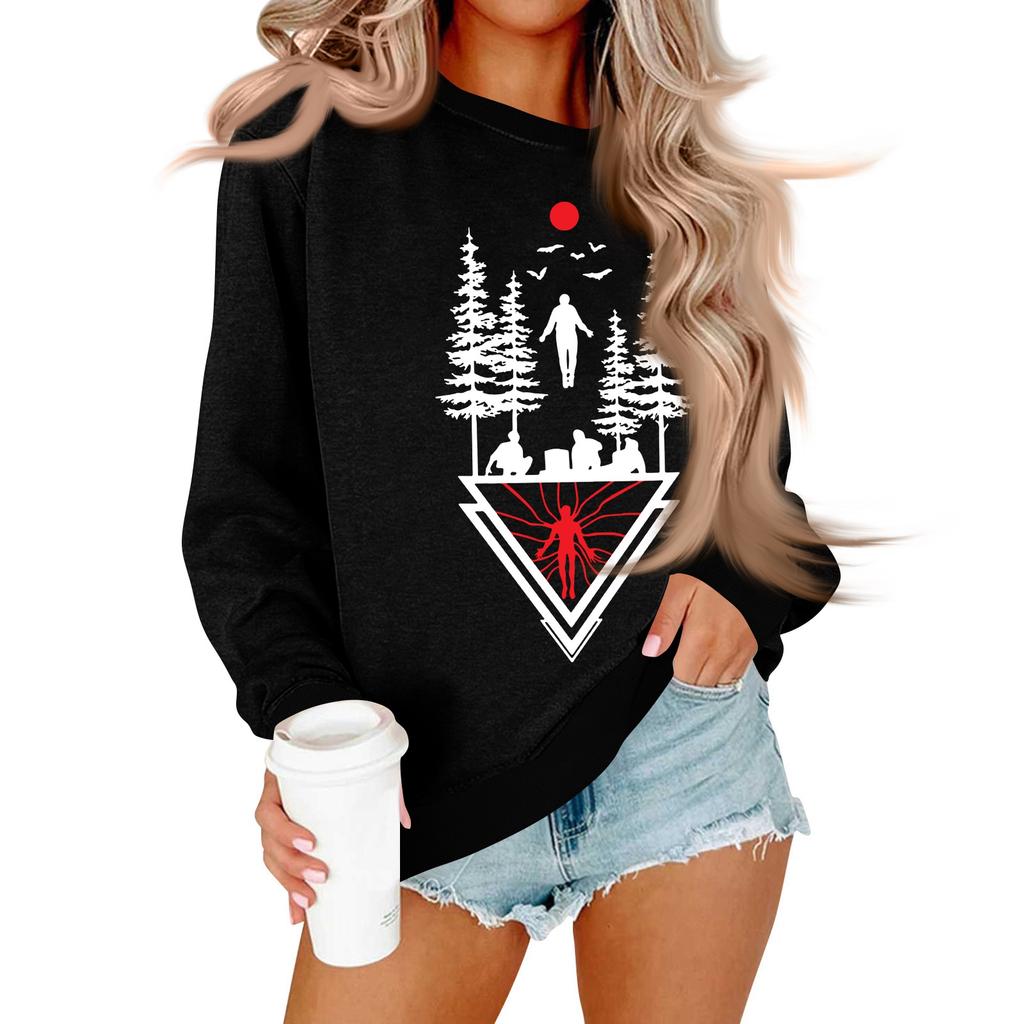 Women's And Men's Unisex Fashion Casual Long-sleeved Loose Printed Round Neck Pullover Hoodie Sweatshirt