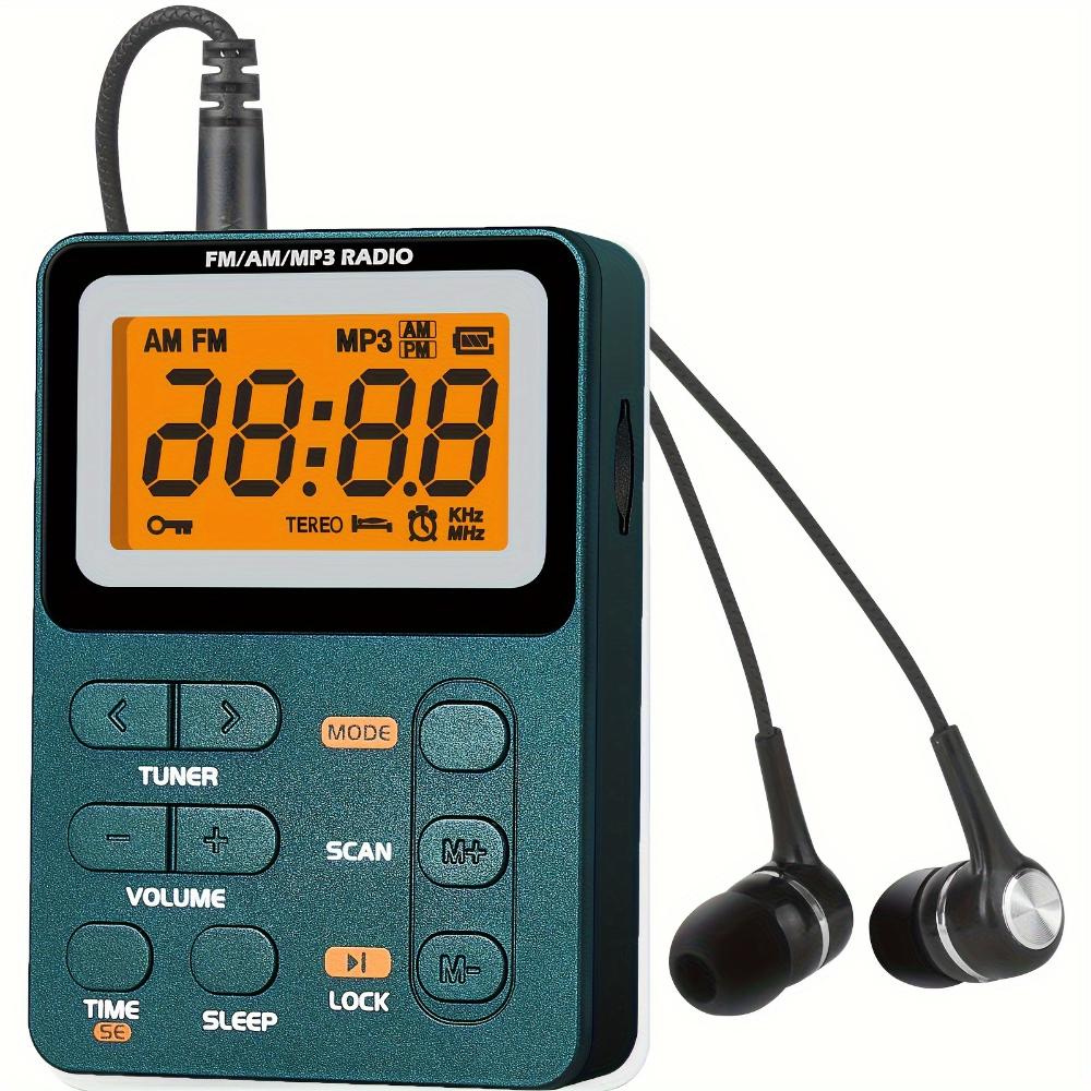 Portable Digital FM/AM Radio,MP3 TF Card Player,Stereo Music Speaker with Sleep Timer,Lock Key,Mini Radio for Camping,Running