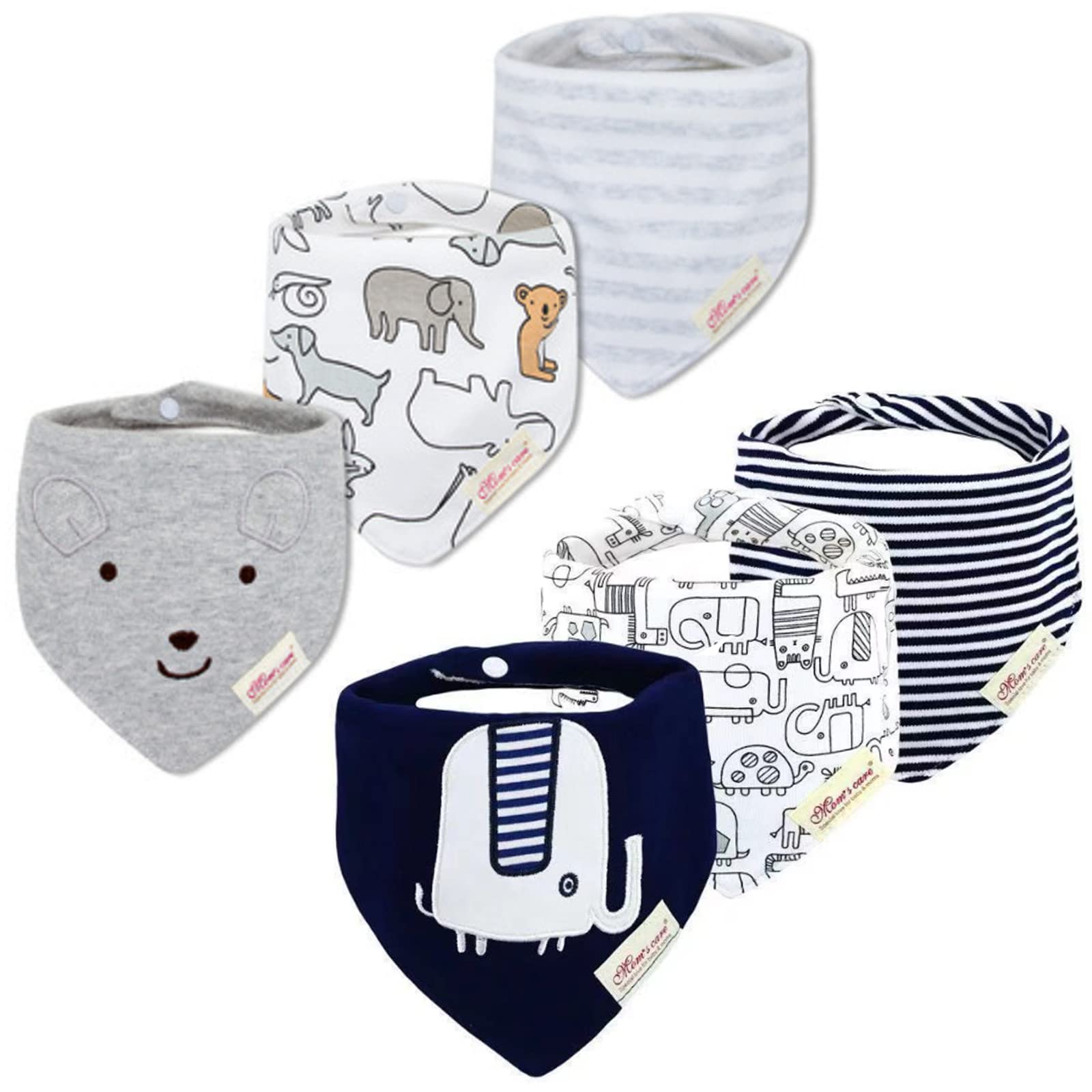 

SOULBUTY Cotton Bandana Bibs for Baby Instant Cute Baby Towels for Boys and Perfect for Baby Showers and Baby Set of 6 Feeding, Soft, Absorbency, серый