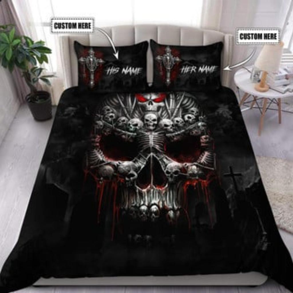 Quilt Bettdeckenbezug Set Tmarc Tee Namen personalisieren Tag der Toten Bettwäsche Anzug