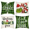 New Christmas Elf Line Print Pillow Home Sofa Cushion Cover