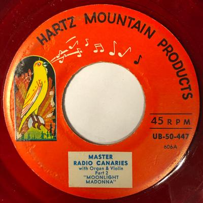 7inch Record HARTZ MOUNTAIN MASTER CANARIES - Come Back To Sorrento / Moonlight M 606A Hartz Mountain  US Pop Used