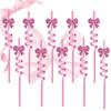 Reusable Spiral Drinking Straws with Bow Design Plastic Material for Parties Birthdays Weddings Events Set of 8 Pieces
