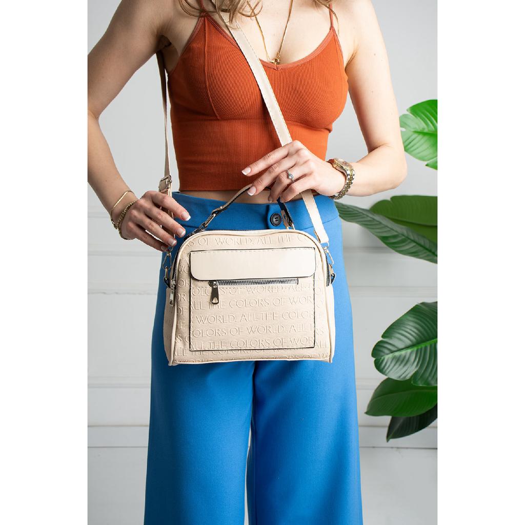 Damen-Hand- und Umhängetasche aus schwarzem Lacost-Leder mit 3 Fächern und verstellbarem Riemen