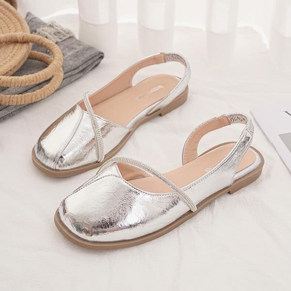 Fashion 2025 Summer Flat Sandal Shoe Women's Heels Without Fashion Girls Closed Clear Comfort Scandals Concise Closed Toe Sandals Fashio