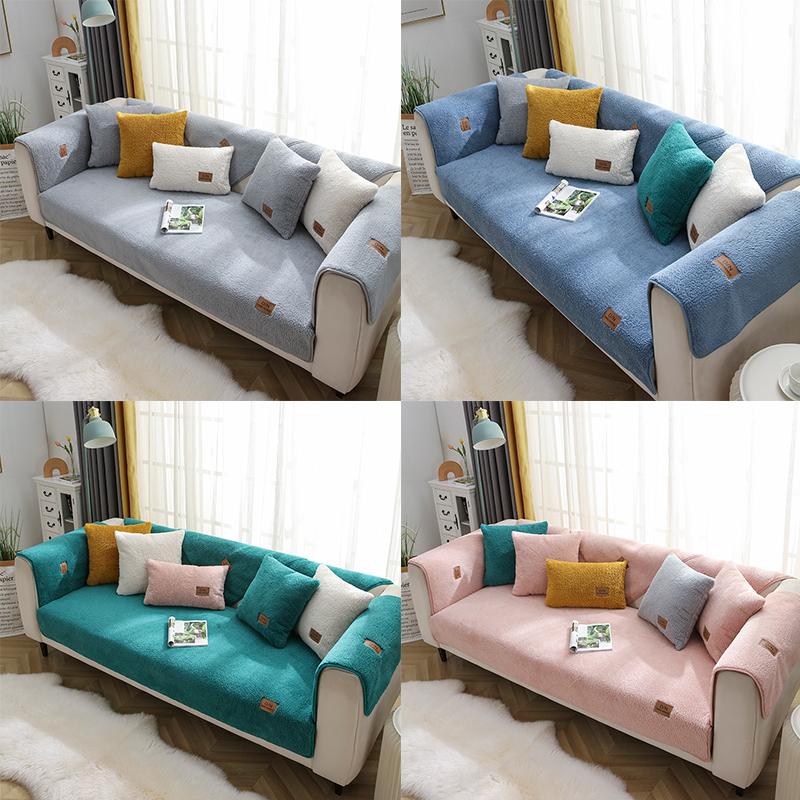 Modern Sofa Covers For Living Room Winter Lamb Wool Sofa Slipcovers Sofa Towel Thicken Plush Soft Anti -Slip Couch Cover For Home