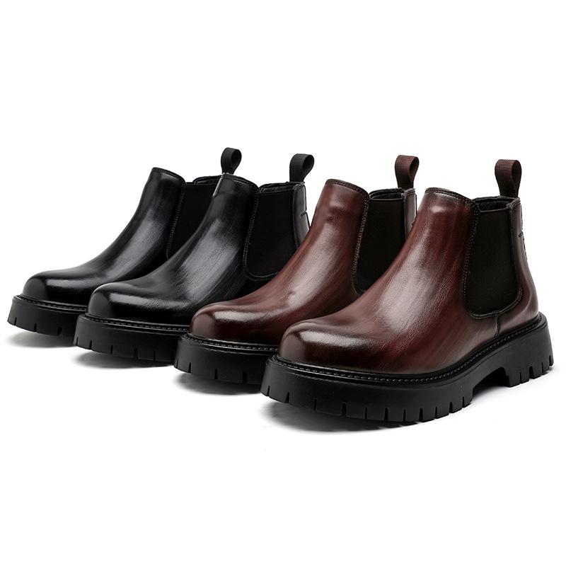 Чоловічі шкіряні черевики челсі Brock з внутрішнім збільшенням висоти, високі, з тисненням, британські черевики Мартін 2113-R