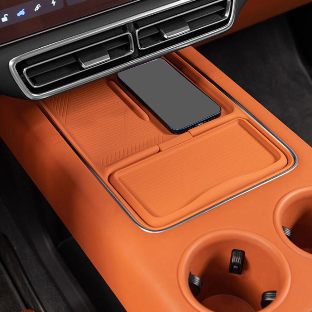 Car Central Control Wireless Charging Silicone Pad Storage Box Bracket Anti-slip Mat Car Interior Storage For LIxiang L7 L8 I8M9