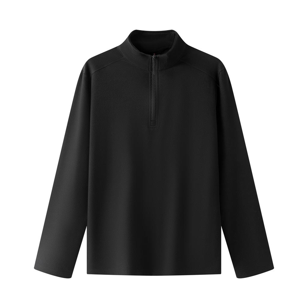 Men's Autumn Winter Fleece High Collar Warm Top Half Zip Pullover Sweatshirt Long Sleeve Base Layer Commuter Shirt