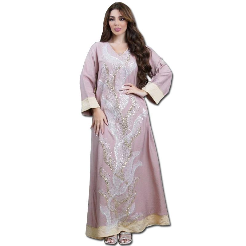 Haine pentru femei Broderie cu paiete Moda Abaya Orientul Mijlociu Rochie musulmană slim fit pentru femei