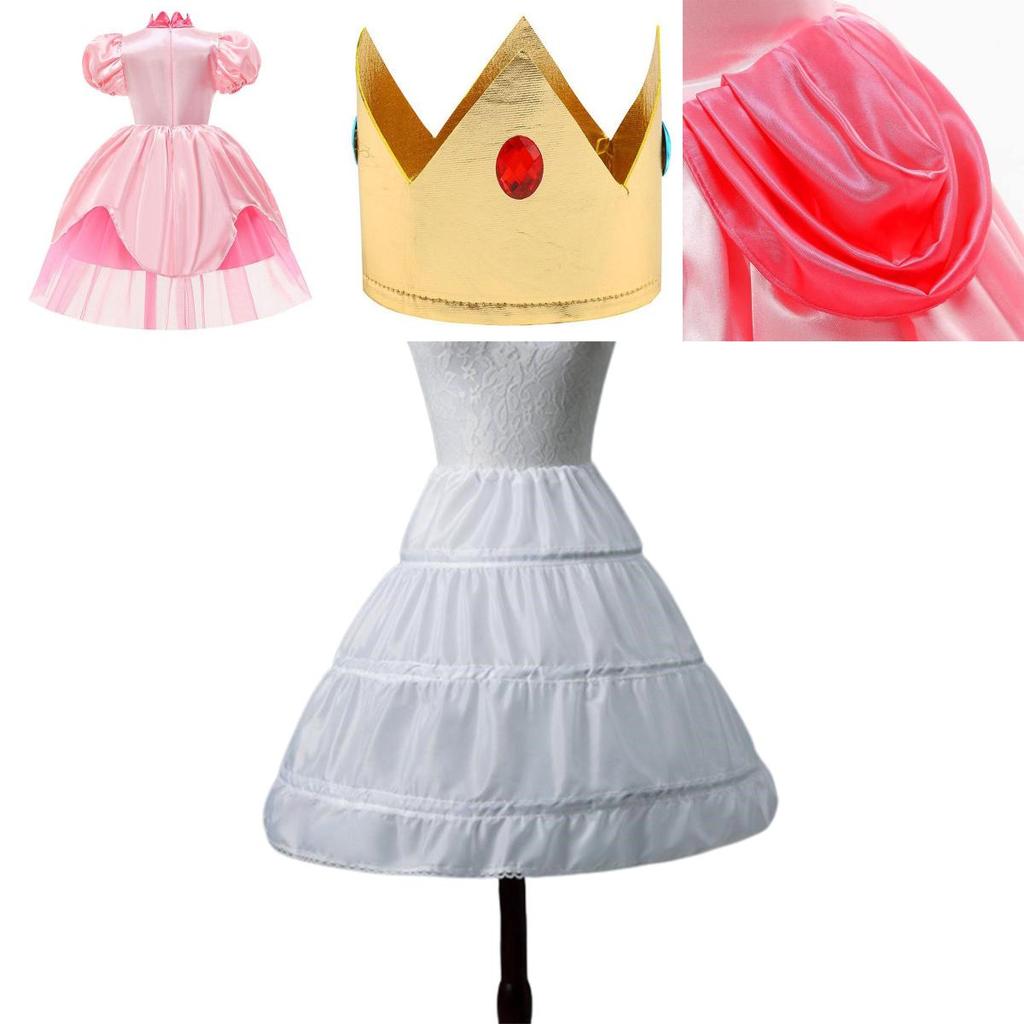 Rozkošný kostým šatů princezny Peach pro děti Ideální na Halloween a hraní rolí