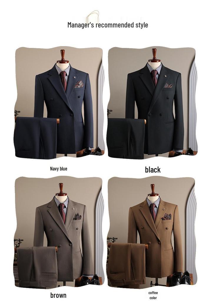 Coffee Color Men's Formal Suit Set for Weddings and Business - Groom and Best Man Fit