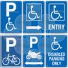 Metallschild Fahrrad Behindertenmotorrad Parkplatz Schild Fahrräder nicht am Zaun befestigen