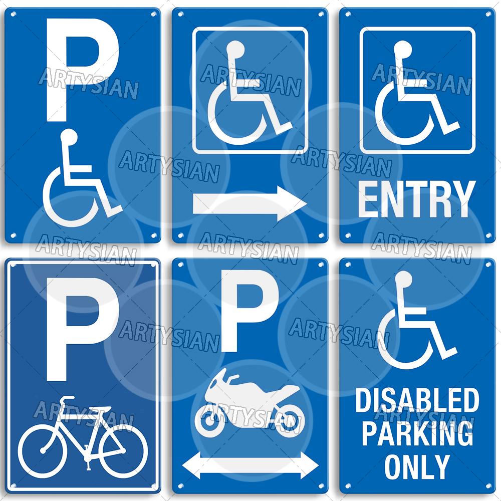 Metallschild Fahrrad Behindertenmotorrad Parkplatz Schild Fahrräder nicht am Zaun befestigen