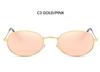 Sunglasses Eyewear Woman Small Ladies High End Mirror Oval Sun Jet Alloy UV400 Black Shades Premium Silver Glasses Women's