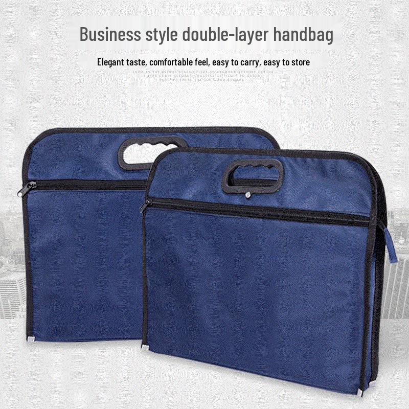 

Двухслойная сумка для документов и подарков из ткани Оксфорд B4 с ручкой 38 x 31 x 4.5 CM синий