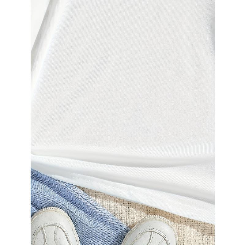 European Sizes "Easily Distracted by Tractors" Tractor Pattern Print Round Neck Short-sleeved Casual Top, Perfect Choice for Boys To Go Out In Summer