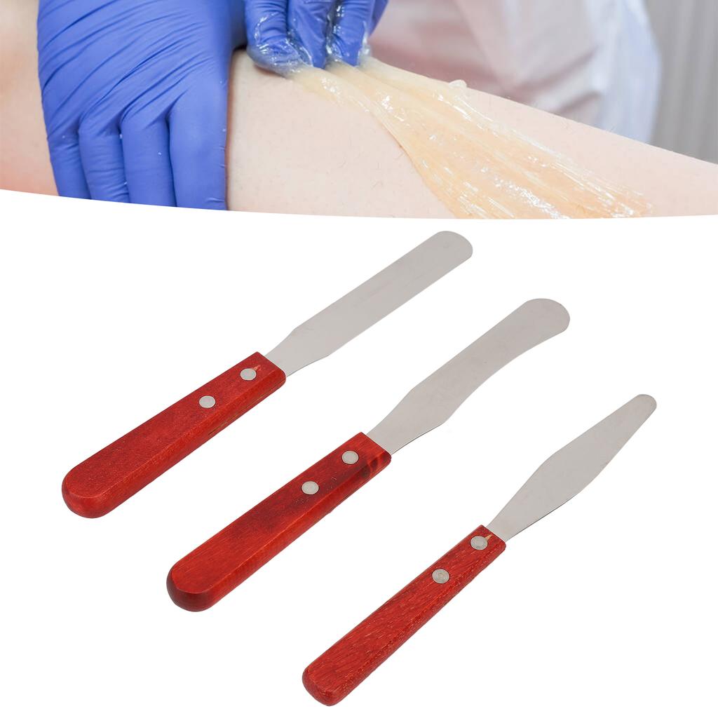 Wax Spatulas Straight Body Waxing Applicator Sticks with Wooden Handle for Hair Removal