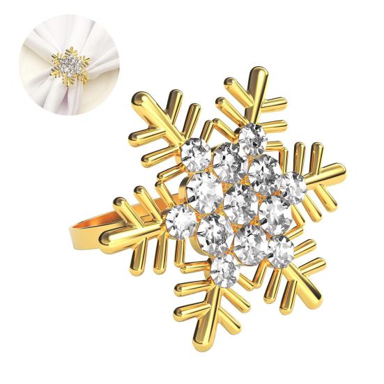 Formal Event Napkin Clips Rhinestone Snowflake Ring, Metal Holder, Winter Luxury Kitchen Table Decor Holiday Ring for Christmas Dinner Party
