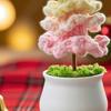 Potted Crochet Christmas Tree Handmade Crocheted Christmas Tree Decoration Completed Mini Knitted Potted Plants for Living Room Office Shelf Decor