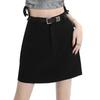 Women's Gray High-Waisted A-Line Mini Skirt - 2024 Spring Collection, Academy Style, Anti-Exposure Design