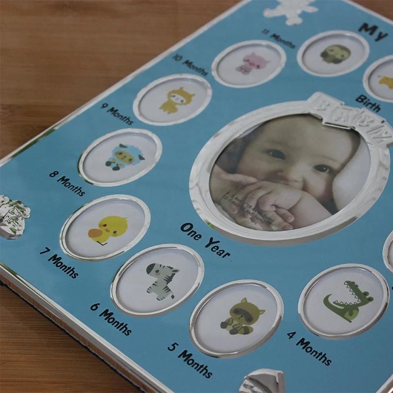 Baby Keepsake Gift My First Year 1 To 12 Months Photo Frame Kids Keepsake Metal Frames Home Decor Baby Growth Record