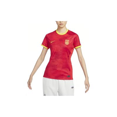 Nike Maglia da Calcio Traspirante a Maniche Corte Dri-FIT Edizione Fan Stagione 2023 Coppa del Mondo Femminile Squadra Cina Casa Maglia da Donna Fitness-Rosso DR4002-687