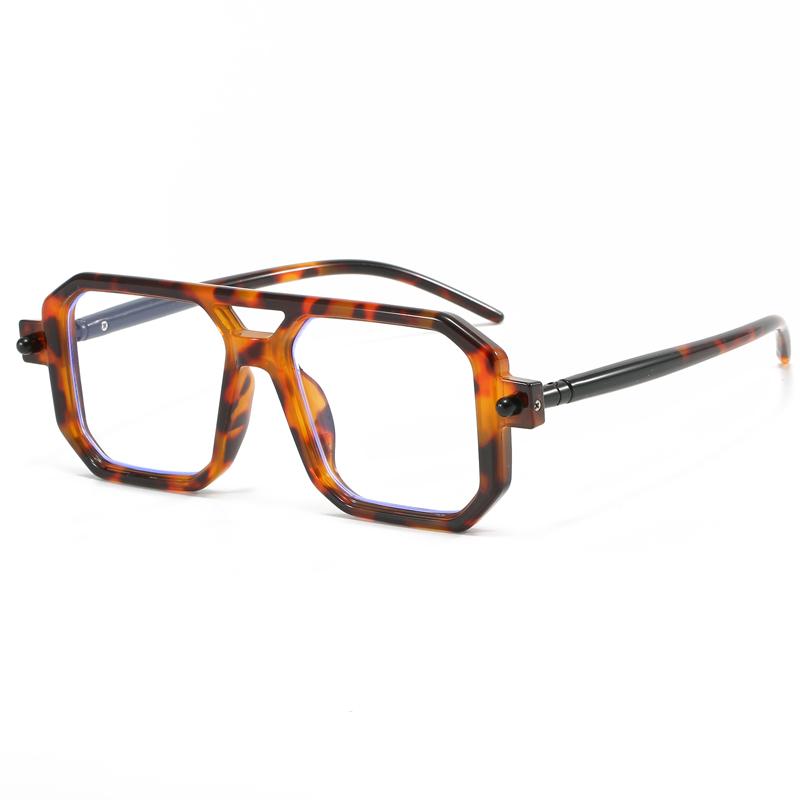 New Vintage Square Double Beam Fashion Sunglasses tofu pudding Mirror Leg Design Street Shoot INS Flat Mirror Female