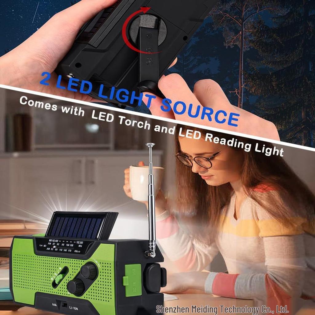 Solar Hand-Cranked Multi-Function Emergency Radio for Outdoor Use