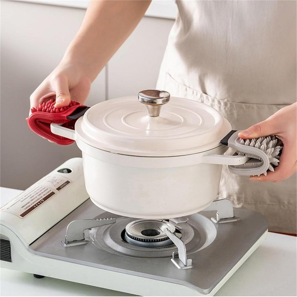 Double Sided Kitchen Cleaning Brush,Anti Slip  Heat-Resistant for Hot Bowl Handling, Fruits Vegetables Cleaning and Peeling