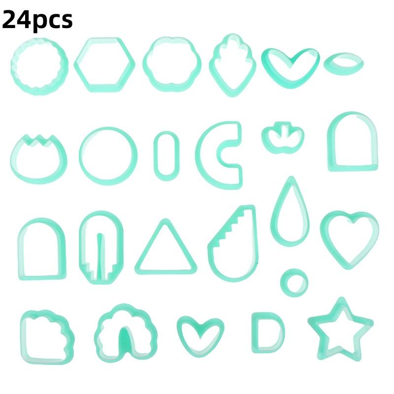 18/21/24Pcs Polymer Clay Earrings Cutters Geometry Die Baking Mould Handmade DIY Jewelry Making Cake Cookie Cutter Plastic