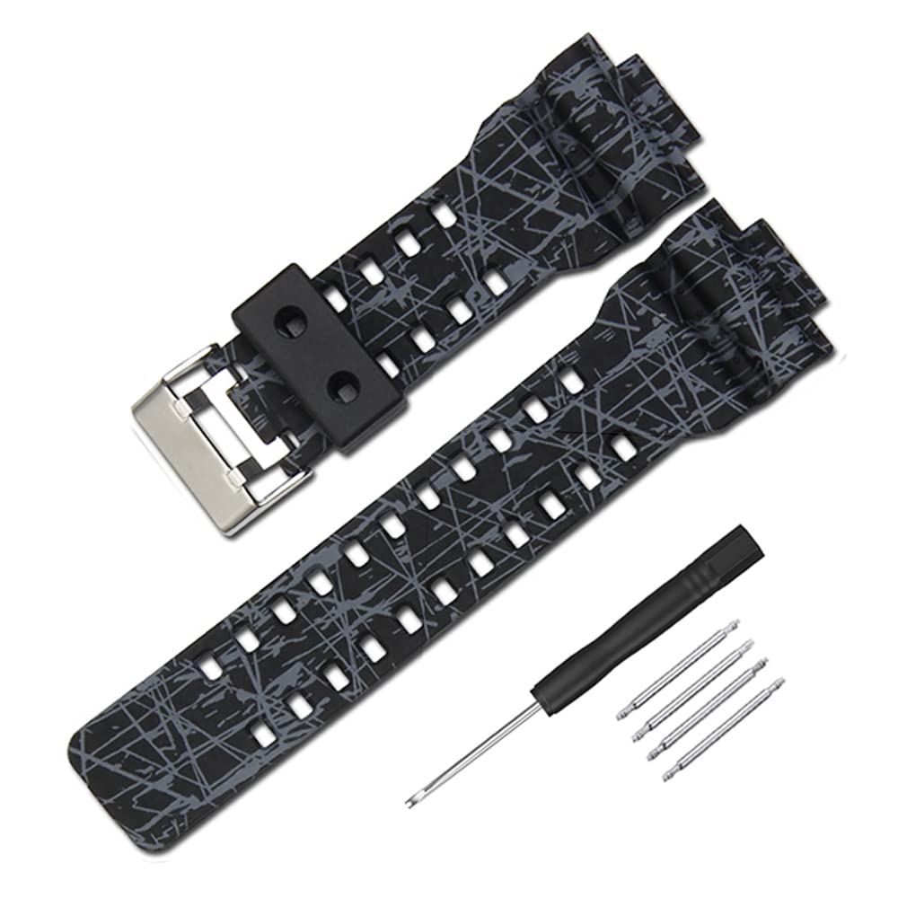 

Совместимый ремешок для часов Casio 16 мм, водонепроницаемый, с креплением, для и ремешка G-Shock, ширина, G-8900A, GR-8900A, GW-8900A, GA-110, GA-100, GD-100, чёрный