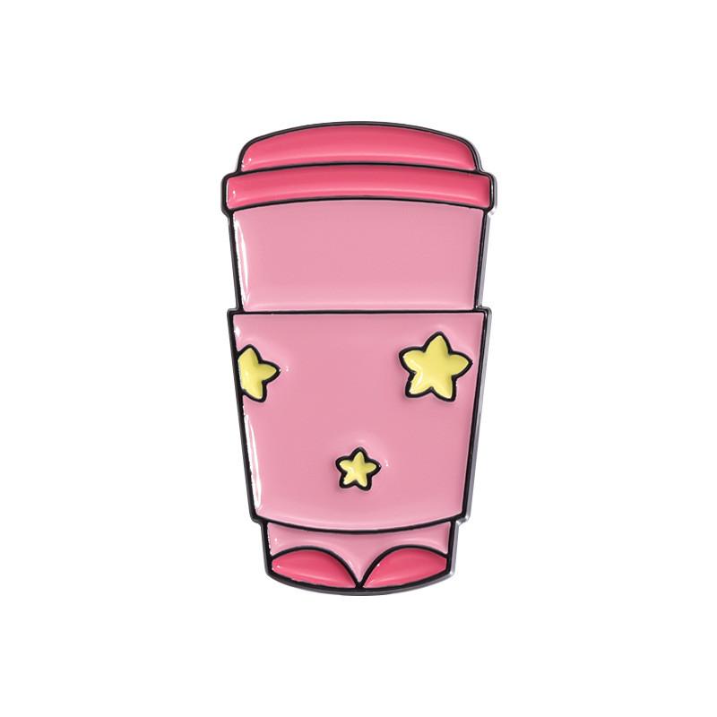 Coffee Cartoon Eyecatching Cup Badge Brooch Unique Enamel Coating For Looks Trendy