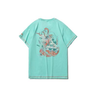 Disney Mickey Print Loose Round Neck Sports Tee Men Tops Light-Blue AHSR213-2