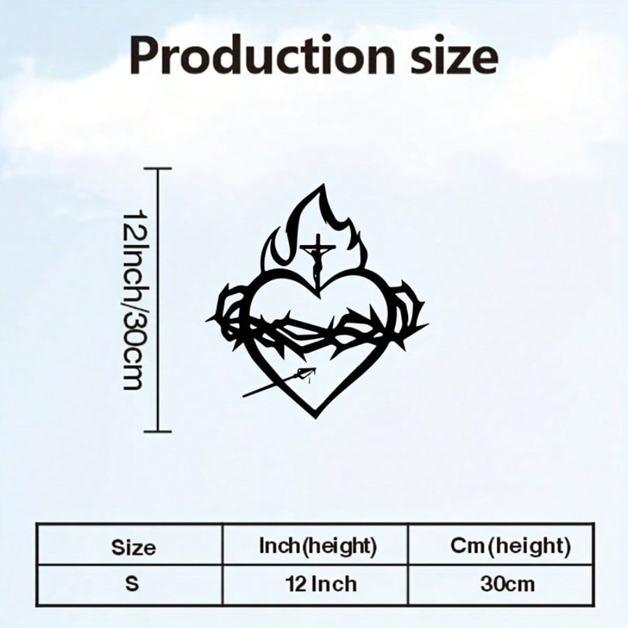 Vintage Sacred Heart Metal Wall Art Iron Christian Home Decor разноцветный