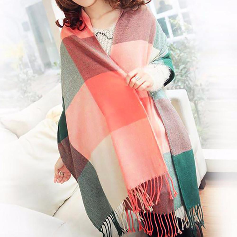 Fashion Women  Plaid Tassel Soft Shawl Wrap Wraps Scarf Scarves