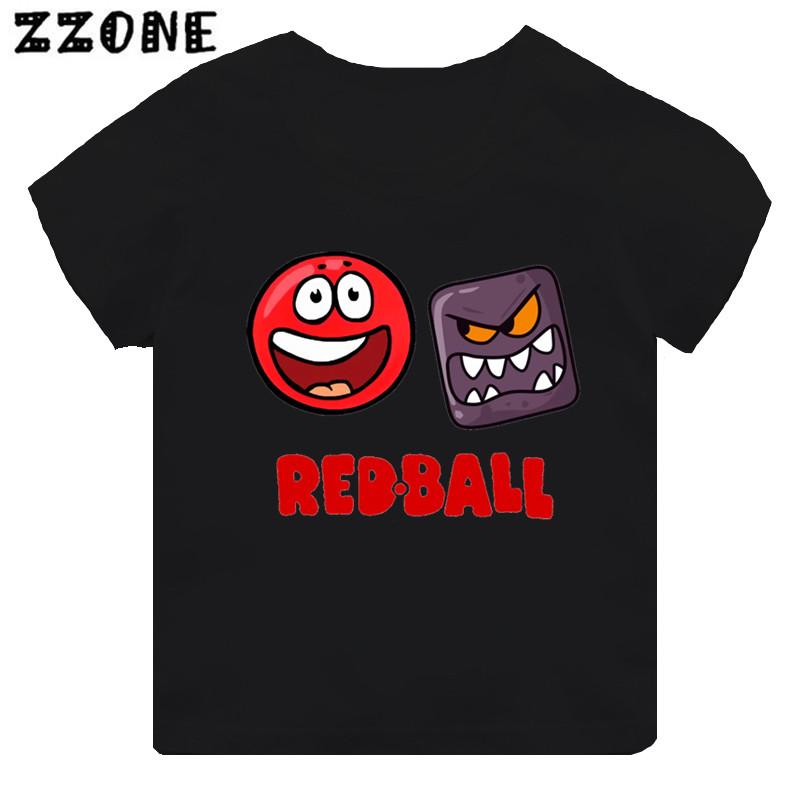 Hot Sale Red Ball 4 Print Cartoon Kids T-shirt Funny Girls Clothes Baby Boys Black Short Sleeve T Shirt Children Tops