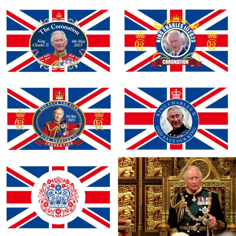 Wufudtp Прапор Чарльза III Фонова тканина 90x150 см Вуличний прапор Юніон Джек