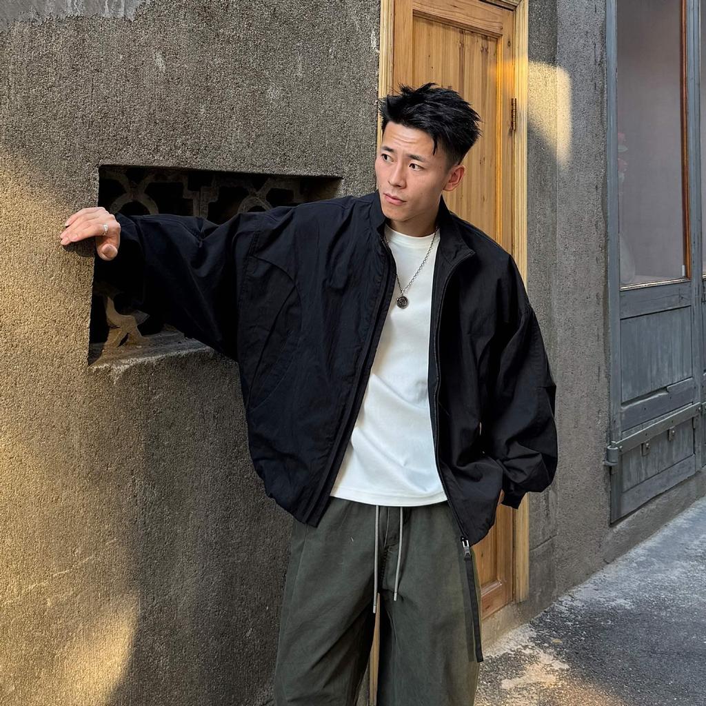 Ah Ah Long Autumn 2025 Casual High Street Scythe Sleeve Oversized Cropped Jacket