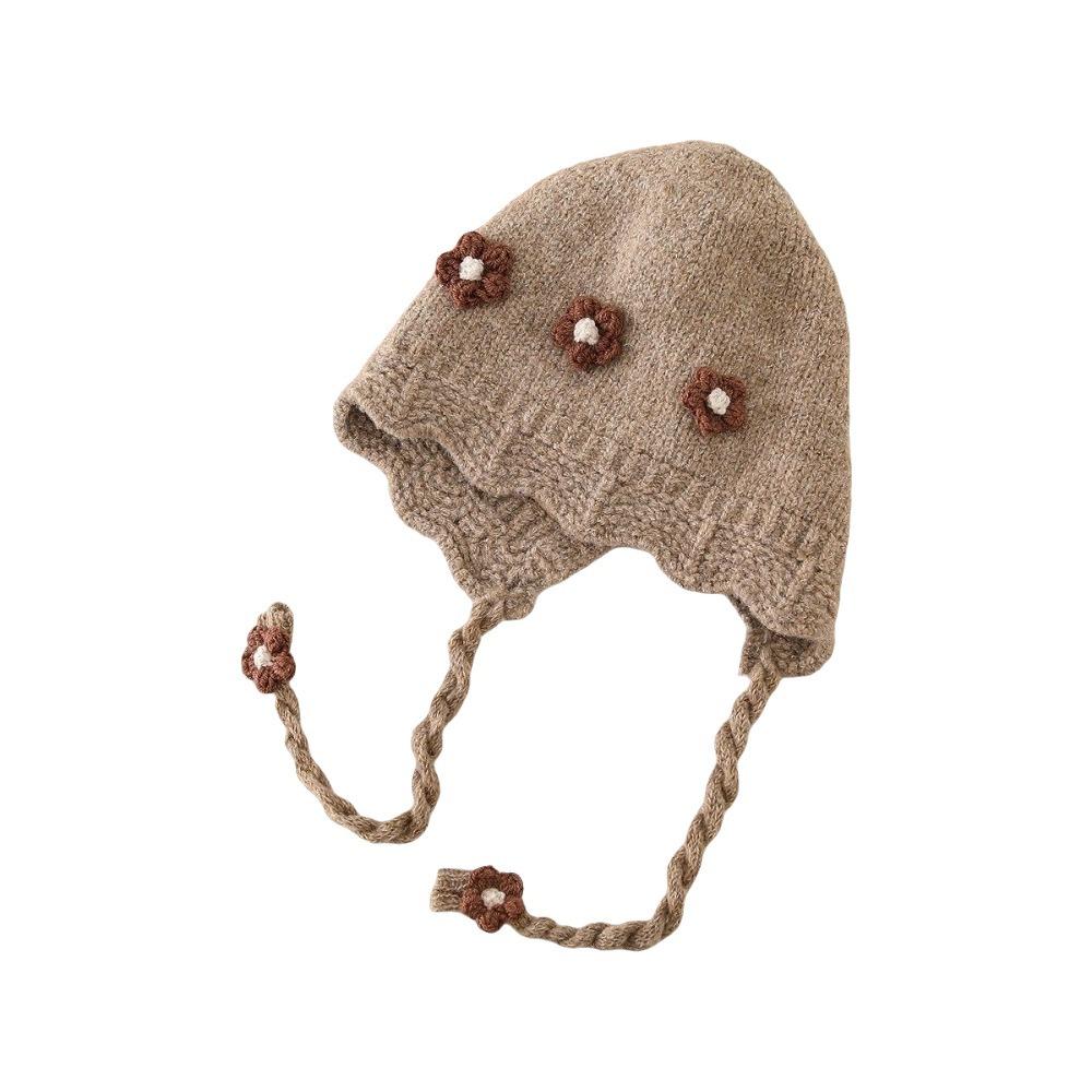 Solid Color Kids Beanie Hat Lacing Ear Protection Hat Fashion Toddler Pullover Hat Boys