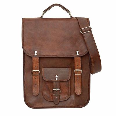 New Shoulder Messenger Men'S Crossbody New Goat Leather Brown Bag