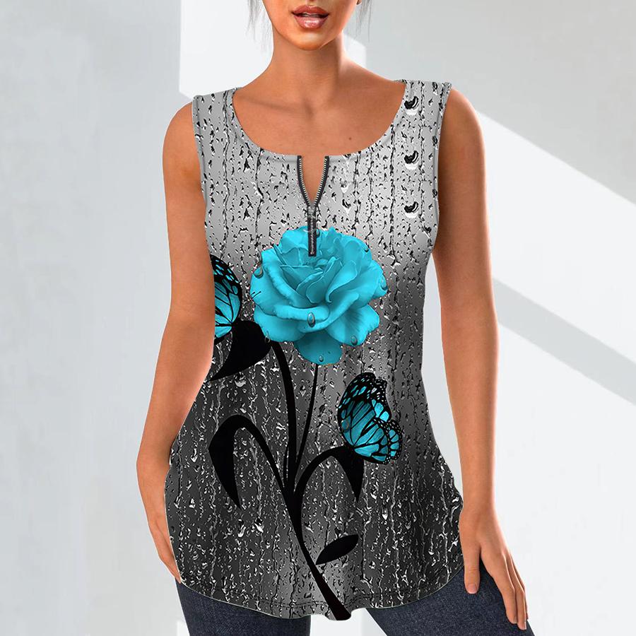 

Женские модные рубашки с v-образным вырезом, повседневные топы, футболка, женский жилет с 3D принтом «Роза под дождем», блузка без рукавов больших размеров, топы на бретелях 8XL фиолетовый