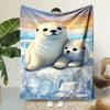This Adorable Seal Print Flannel Blanket Is Perfect for Sofas, Beds, Offices, Travel, Camping, and As a Christmas Gift for Frien