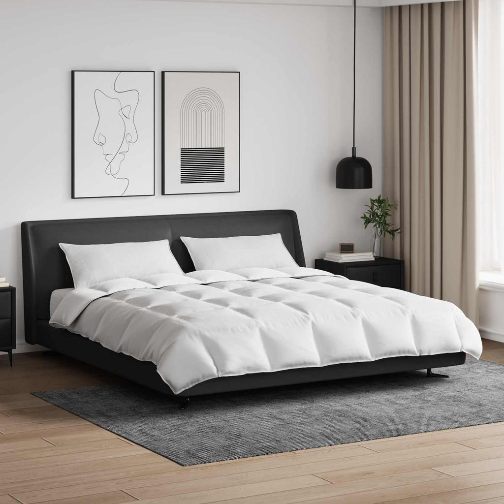 3 Piece Bedding Set with Pillows White Down Feather