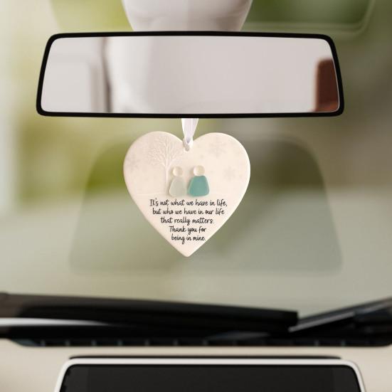 Heart-Shaped Sea Glass Friendship Decor Handmade Ceramics Heart Ornament for Christmas Tree Hanging Decor Sea Glass Art Friendship Keepsake