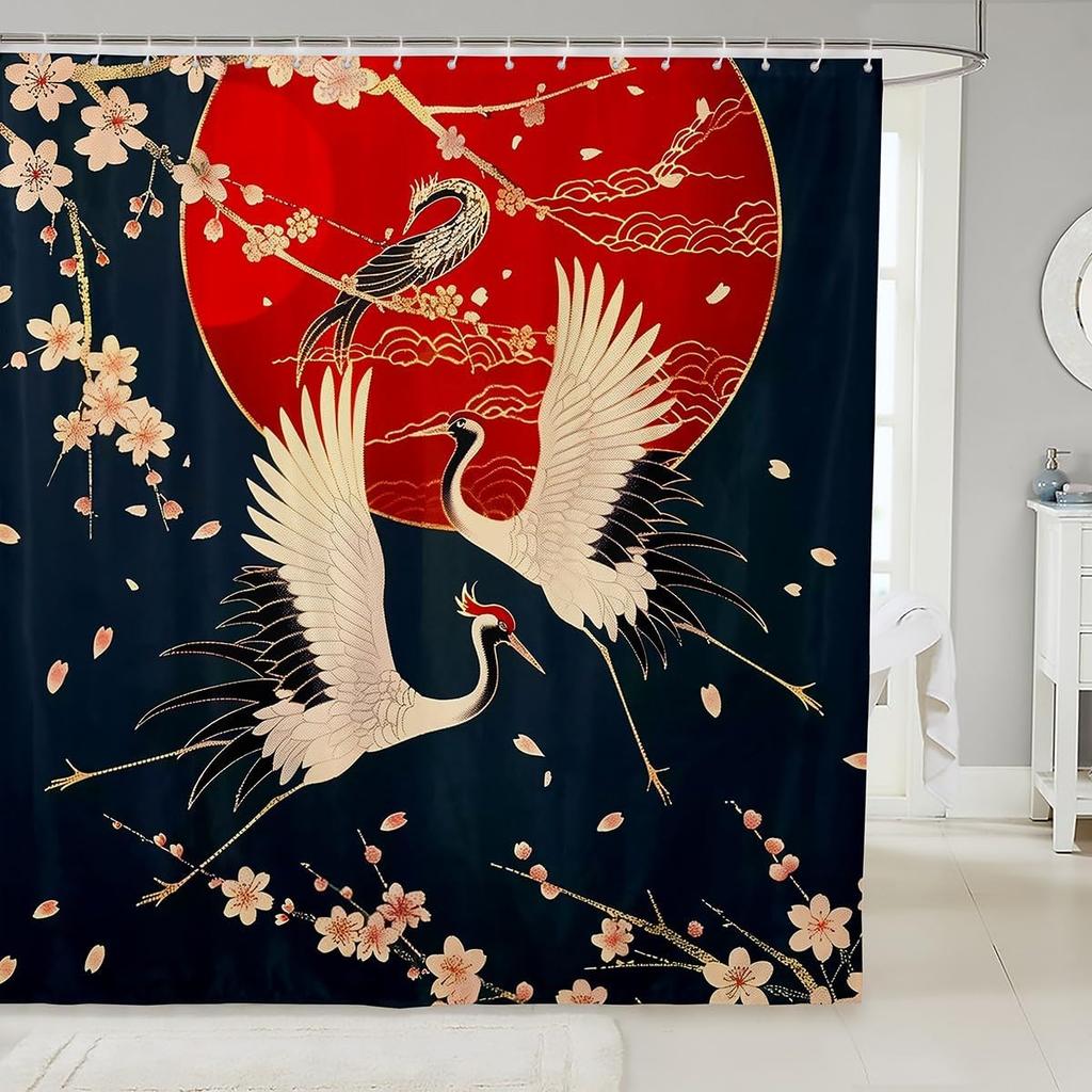 Samurai Fabric Shower Curtain Japanese Style Shower Curtain for Kids Boys Girls Vintage Dragon Bathroom Waterproof Accessories