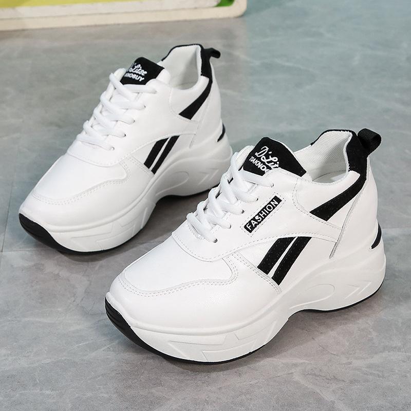 

inner height increase dad shoes women s platform sports casual shoes 2025 spring and autumn Korean version comfortable and thin white shoes women 40 чорний