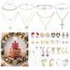 25-Tage-Weihnachts-Schmuck-Adventskalender Ohrringe Halsketten-Set Armband Anhänger Feiertags-Geschenkbox für Frauen Mädchen Valentinstag